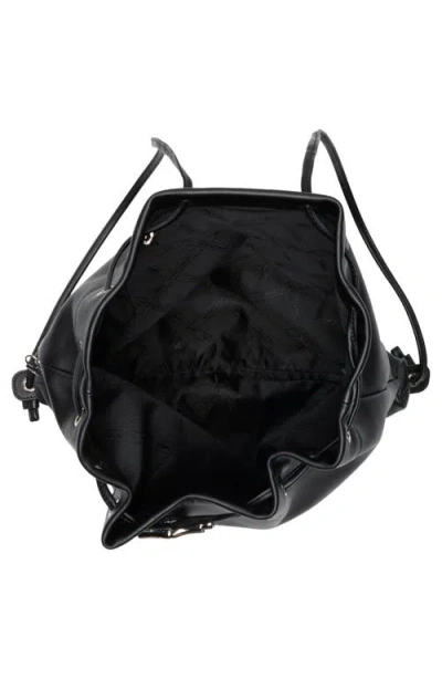 Longchamp Roseau Leather Drawstring Backpack In Black