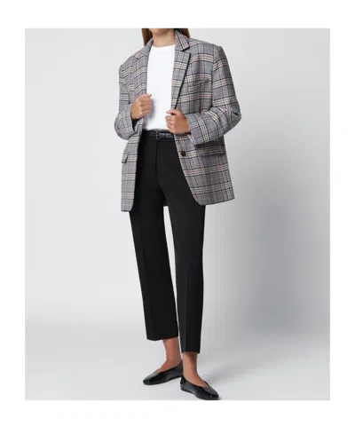 Anine Bing Quinn Check-pattern Single-breasted Blazer In Multi