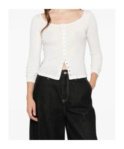 Re/done Olivia Press-stud Top In White