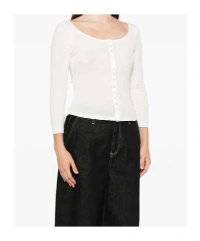 Re/done Olivia Press-stud Top In White