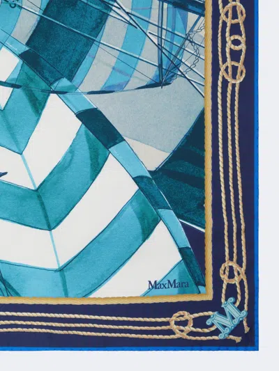 Max Mara Printed Silk Foulard In Blue
