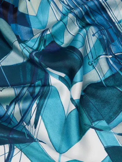 Max Mara Printed Silk Foulard In Blue
