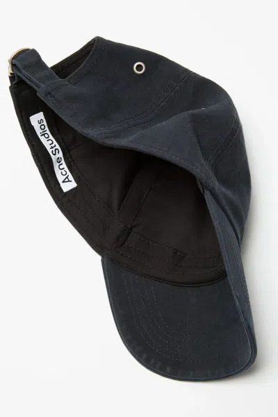 Acne Studios Waxed Logo Cap In Blue