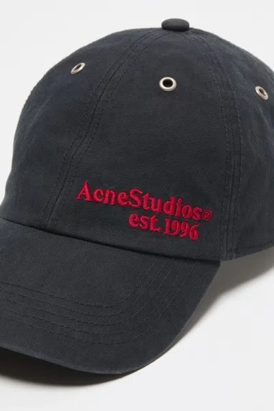 Acne Studios Waxed Logo Cap In Blue