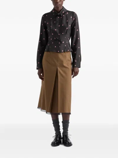 Prada Washed Silk Shirt In Black