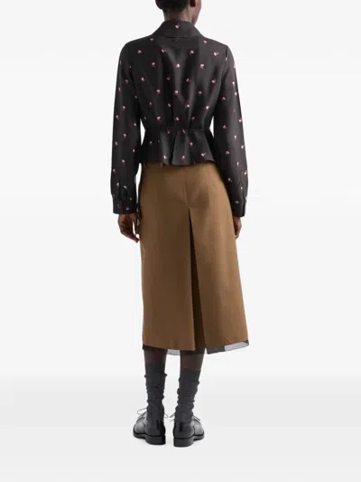 Prada Washed Silk Shirt In Black