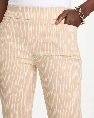 Chico's Striped Brigitte Slim Pull-on Ankle Pants In Tan In Canella Tan