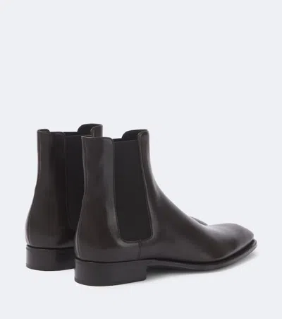 Saint Laurent Adrien Box Leather Chelsea Boots In Black