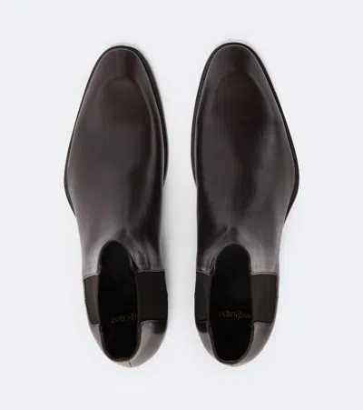 Saint Laurent Adrien Box Leather Chelsea Boots In Black