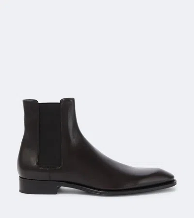 Saint Laurent Adrien Box Leather Chelsea Boots In Black