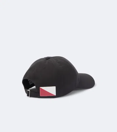 Loewe Flag Patch Cotton Baseball Cap In Black