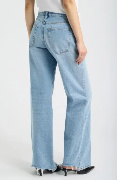 Frame The Pixie Gray Low Rise Jeans In Dodger Offset Hem In Blue