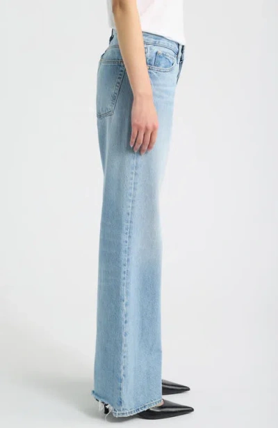 Frame The Pixie Gray Low Rise Jeans In Dodger Offset Hem In Blue