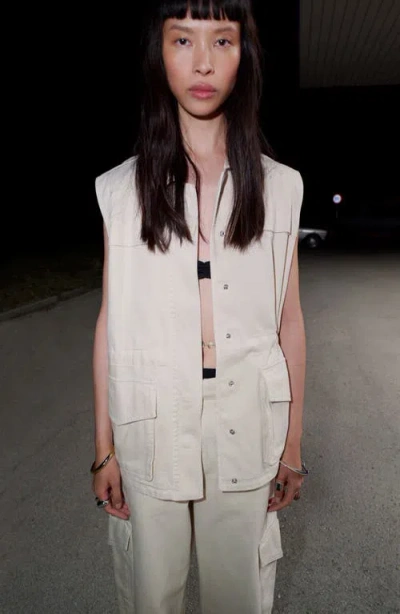 Mango Oversize Denim Vest In Neutral