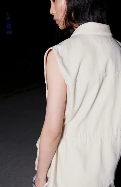 Mango Oversize Denim Vest In Neutral
