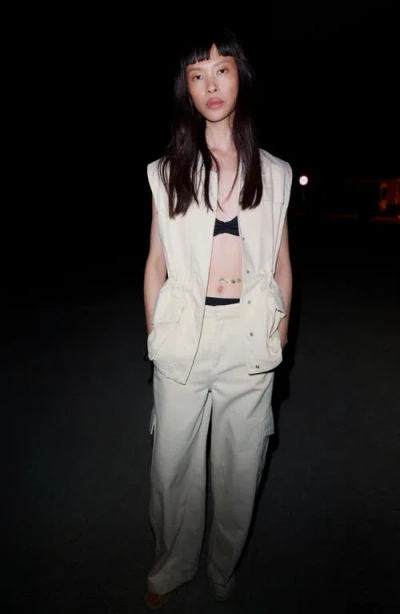Mango Oversize Denim Vest In Neutral