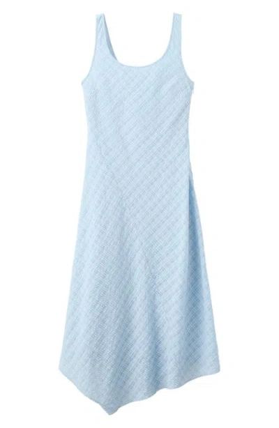 Mango Checked Asymmetrical Midi Dress In Blue