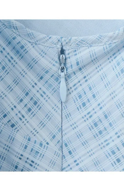 Mango Checked Asymmetrical Midi Dress In Blue