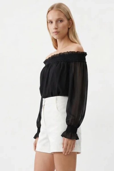 Exquise Pocketed Button Front Denim Shorts In White