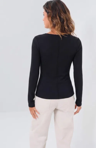 Anatomie Long Sleeve Celeste Rib Top With Seam Shaping In Multi