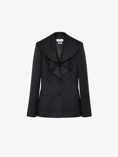 Alexander Mcqueen Structured Tailored Jacket With Statement Lapels In Black
