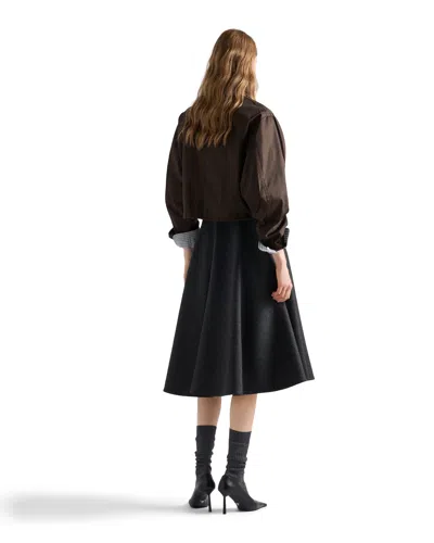 Prada Logo Drawstring Hem Jacket In Brown