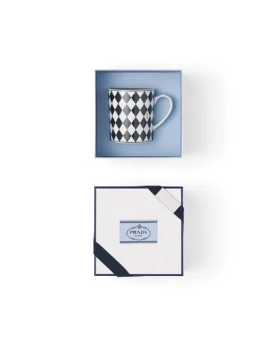 Prada Porcelain Checkerboard Mug In Black