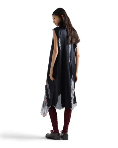 Prada Devoré-kleid Aus Satin In Schwarz