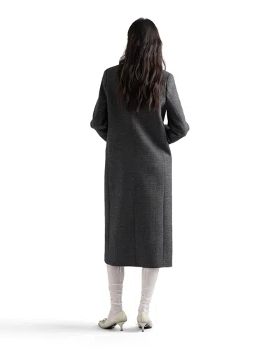 Prada Double-breasted Gingham-checked Mouliné Wool Coat In Gray