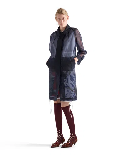 Prada Single-breasted Crinoline Coat In Blue