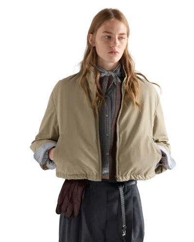 Prada Cropped Technical Poplin Down Jacket In Neutral