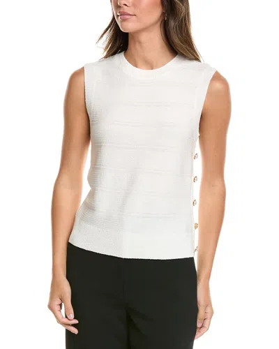 St John St. John Crew Side Placket Wool-blend Tank In White
