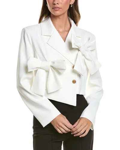 Gracia Applique Bow Crop Jacket In White
