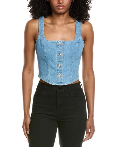 L'agence Saga Button-front Denim Top In Blue