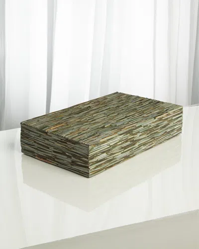 Global Views Chiseled Bone Box In Green