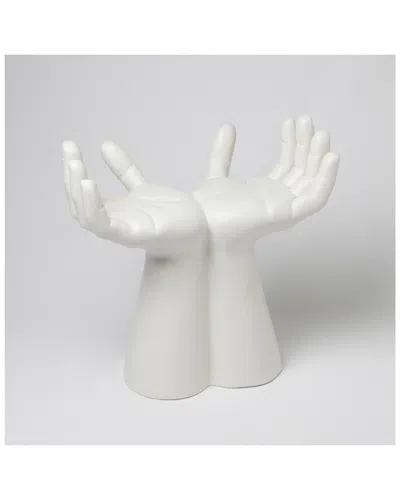 Global Views Hands Stool In White