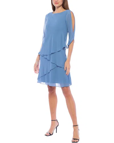 Oleg Cassini Solid Mini Dress In Blue