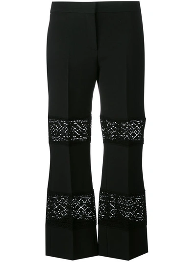 Alexander Mcqueen Wool & Silk Blend Crepe & Lace Trousers In Black