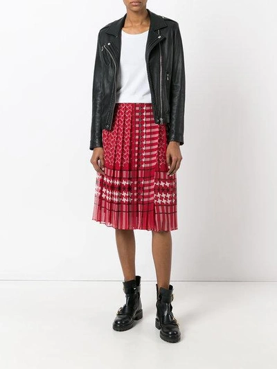 Shop Sacai Scarf Print Pleated Skirt