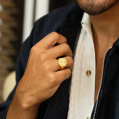 Bargainbazaar Block Monogram Signet Ring