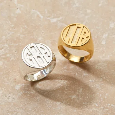 Bargainbazaar Block Monogram Signet Ring