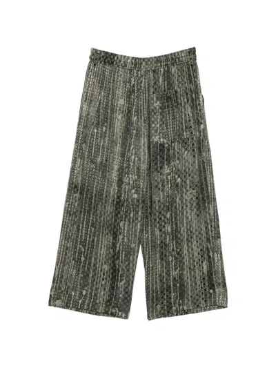 Ziggy Chen Digital Print Drawstring Trousers In Gray
