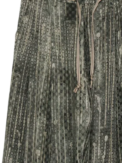 Ziggy Chen Digital Print Drawstring Trousers In Gray