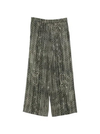 Ziggy Chen Abstract-print Drawstring Trousers In Gray