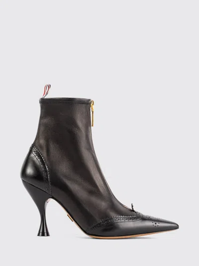 Thom Browne 90mm Wingtip Leather Booties In Black