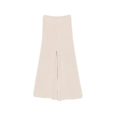 Ely Ely Ribbed-knit Cropped Trousers In Neutral