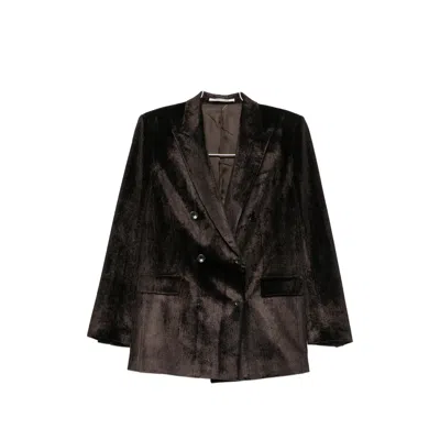 Tagliatore Corduroy Double-breasted Suit In Brown