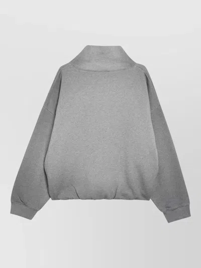 Acne Studios Brushed Cotton Fleece Funnel Neck Logo Sweatshirt With Balloon Hem In Gray