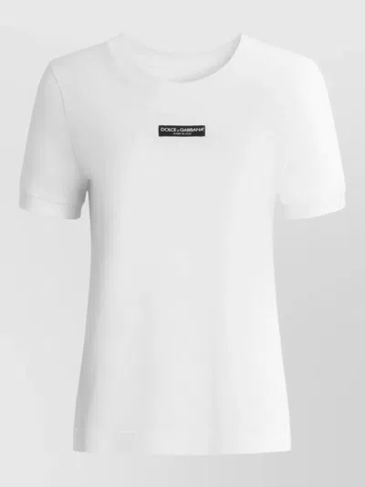 Dolce & Gabbana Logo Cotton Crew Neck Regular Fit T-shirt In White