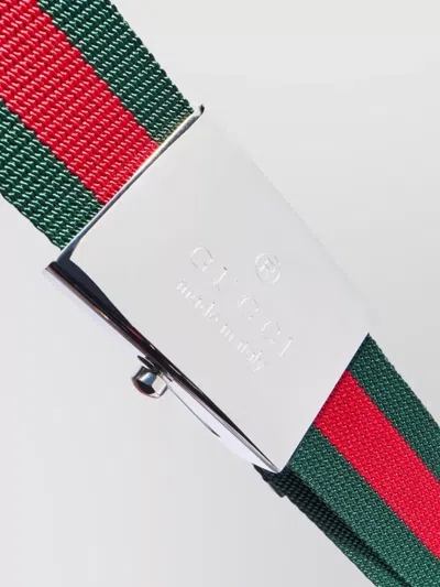 Gucci Belt With Web Ribbon And Rectangular Buckle In Multi